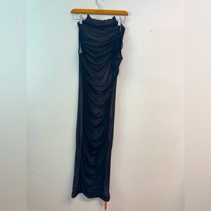 Cider Black Dress with Ruched Design